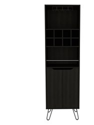 Sheffield H Bar Cabinet, Eight Bottle Cubbies, Two Glass Shelves - Black