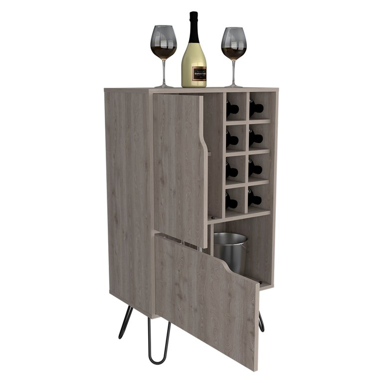 Sheffield L Bar C, Two Cabinet, Two Divisions, Eight Cubbies For liquor - Light Gray