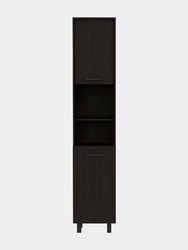 Sheffield Pantry Cabinet, Two Cabinets, Two Open Shelves - Black Wengue