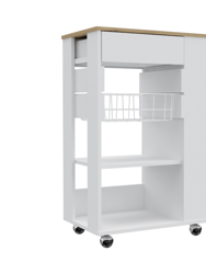 Shelton Kitchen Cart, Two Open Shelves, One Drawer, Four Caster