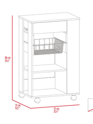 Shelton Kitchen Cart, Two Open Shelves, One Drawer, Four Caster