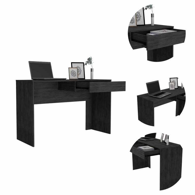 Tampa Writing Computer Desk, One Drawer - Black Wengue