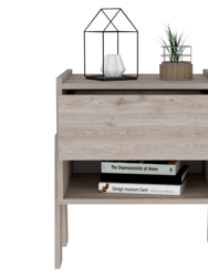 Tassel Nighstand, One Drawer, One Open Shelf, Superior Top, Four Legs