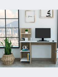 Tecoa Writing Desk, Four Shelves - White - Pine