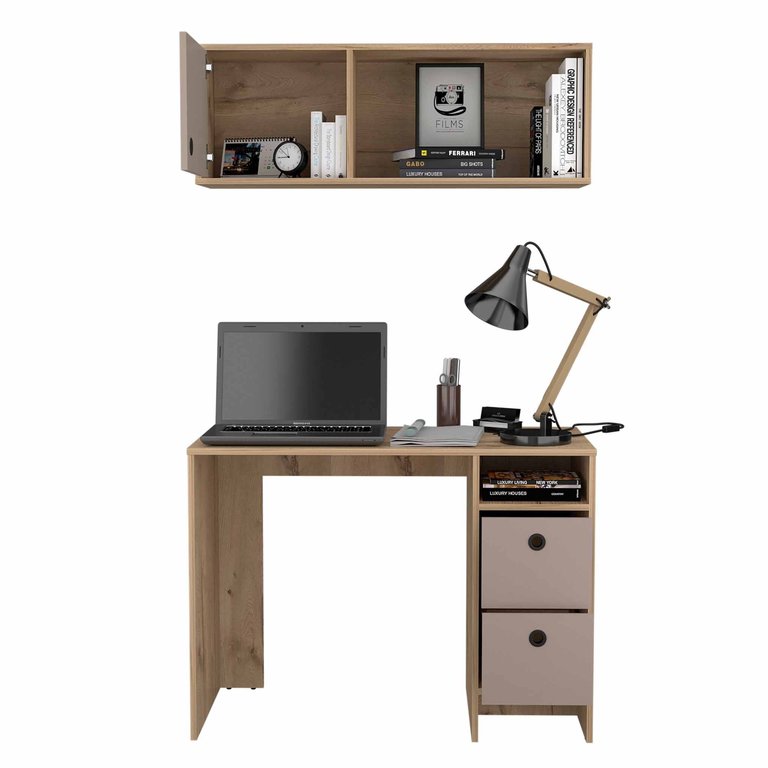 Tokyo Office Set, Three Drawers - Light Oak -Taupe