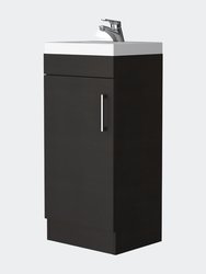 Toledo Bathroom Vanity, Metal Handle, Sink, Single Door Cabinet - Black Wengue