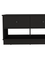 Tulip Storage Bench, Two Drawers, Two Shelves - Black Wengue