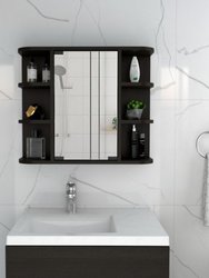 Valdez Medicine Cabinet With Six Shelves And Mirror Cabinet - Black