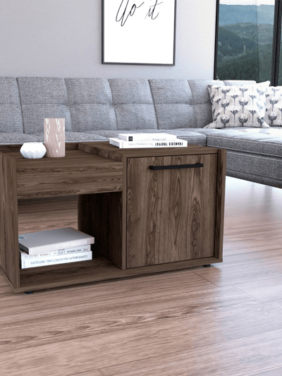 FM Furniture Velvet Coffee Table, One Open Shelf, Single Door Cabinet product