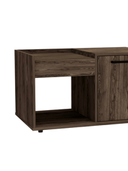 Velvet Coffee Table, One Open Shelf, Single Door Cabinet