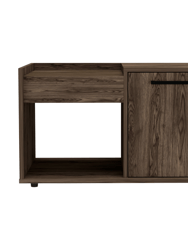 Velvet Coffee Table, One Open Shelf, Single Door Cabinet