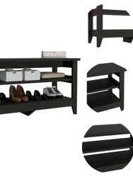 Vilna Storage Bench, Two Open Shelves, Four Legs - Black Wengue