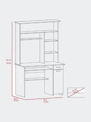 Weston Two Writing Computer Desk, Hutch, Two Drawers, Six Shelves