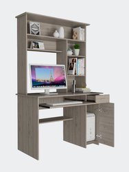 Weston Two Writing Computer Desk, Hutch, Two Drawers, Six Shelves