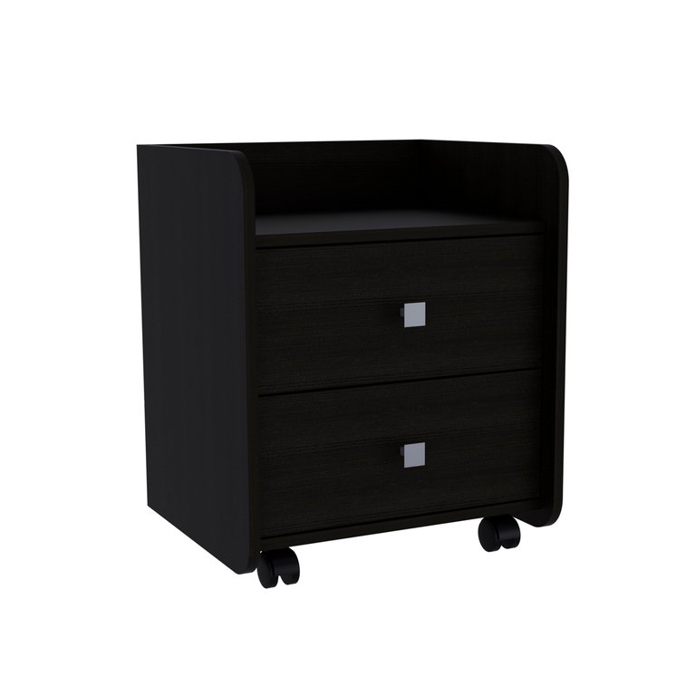 York Nightstand, Superior Top, Two Drawers, Four Casters