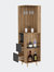 Ziton Corner Bar Cabinet, Two External Shelves, Two Drawers, Four Wine Compartments - Pine / Matt Grey