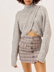 Amelia Cross Front Turtleneck Sweater - Grey