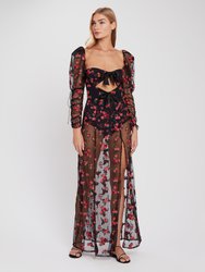Blondie Embroidered Tulle Puff Sleeve Maxi Dress