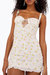 Celia Shirred Floral-Embroidered Lace-Up Open-Back Mini Dress - White Floral