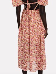 Felicia Floral-Print Tie-Back Midi Dress