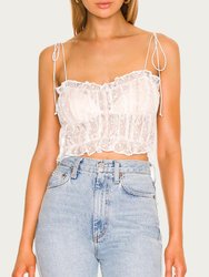 Jules Ruffled Lace Crop Top - White