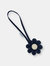 Black And White Moire Loop Through Flower Charm - Black