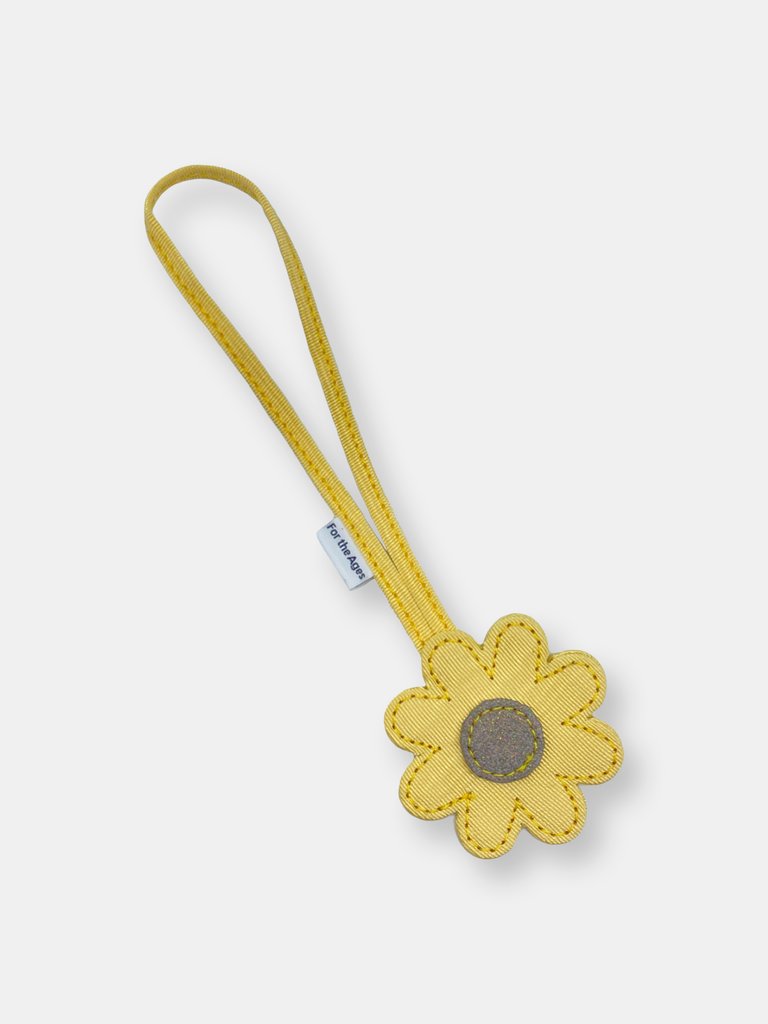 Butterscotch Moire And Galaxy Glitter Loop Through Flower Charm - Yellow