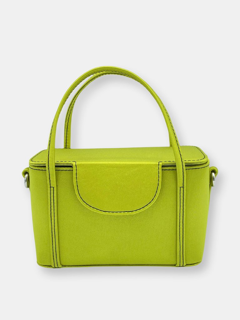 Grace Case in Chartreuse Satin with Black Contrast Stitching