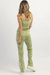 Abstract Print Knit Pant Set In Green