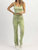 Abstract Print Knit Pant Set In Green