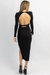 Clean Lines Mesh Backless Midi Dress In Black