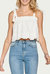 Cropped Broderie Anglaise Cotton Top In White - White