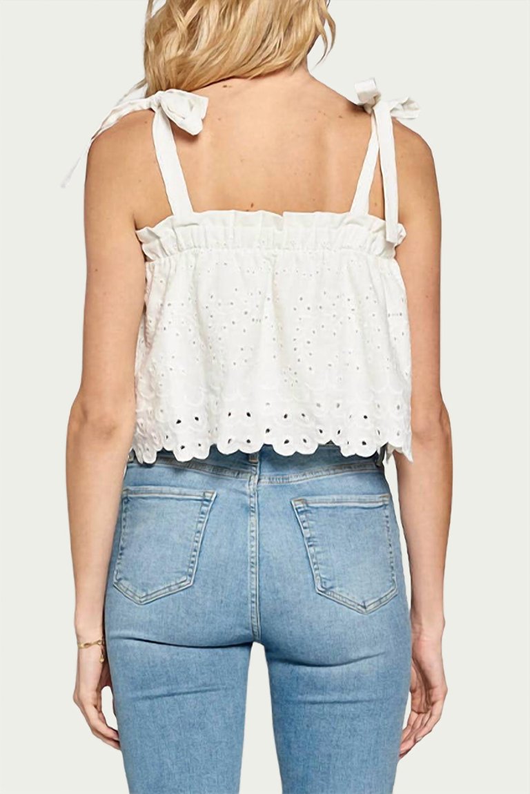 Cropped Broderie Anglaise Cotton Top In White