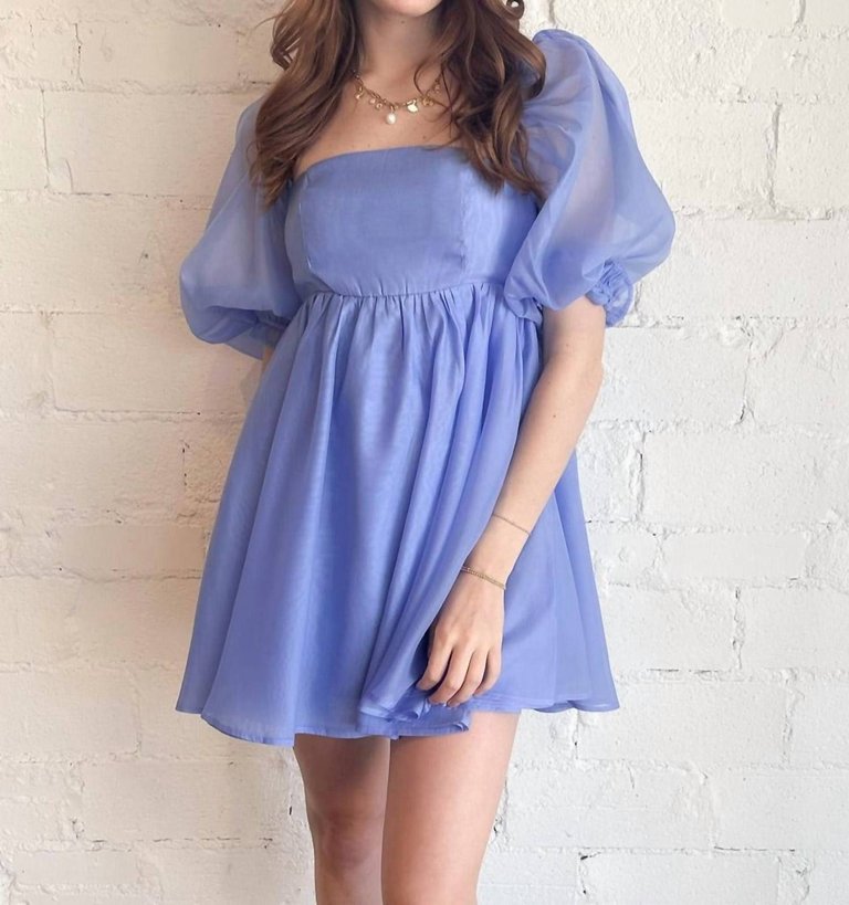 Enchanted Puff Sleeve Dress In Blue