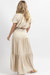 European Summer Puff Sleeve Maxi Set In Beige