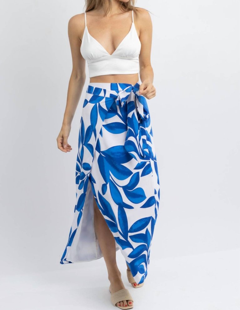 Extra-Tropic Wrap Midi Skirt In Blue