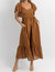 Eyelet And Ruffle Pocket Maxi Dress In Cocoa - Cocoa