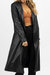 Faux Leather Relaxed Trench Coat In Black