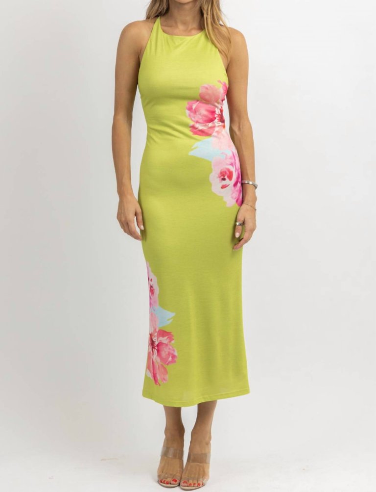 Floral Maxi Dress In Pistachio - Pistachio