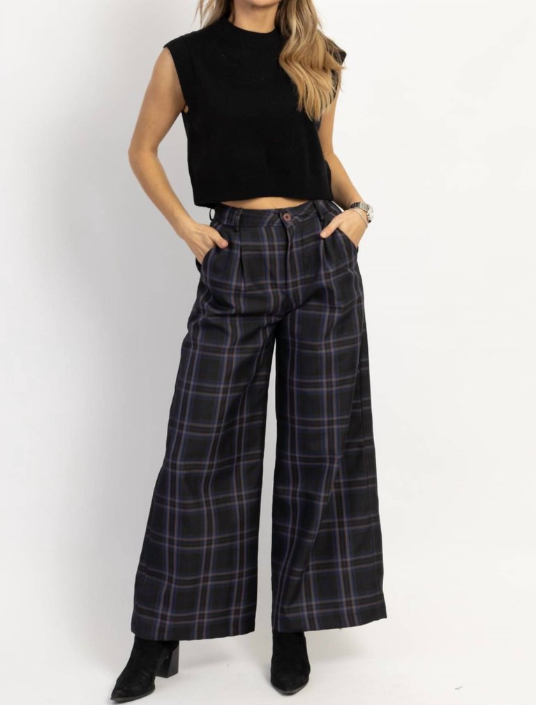 Francoise Plaid Trouser Pant In Charcoal