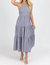 Gingham Tiered Open Back Maxi Dress In Navy - Navy