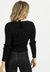 Knit Collar Tie Long Sleeve Top In Black