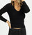 Knit Collar Tie Long Sleeve Top In Black