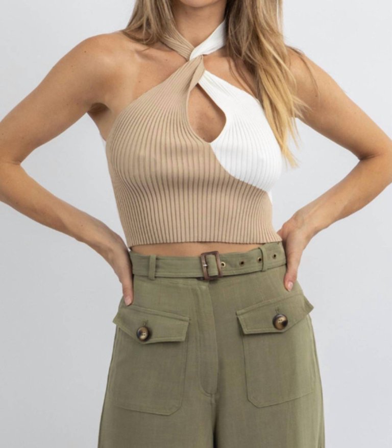 Knit Twist Crop In Milo Neutral - Milo Neutral