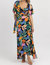 Multifloral Wrap Maxi Dress In Bora Black