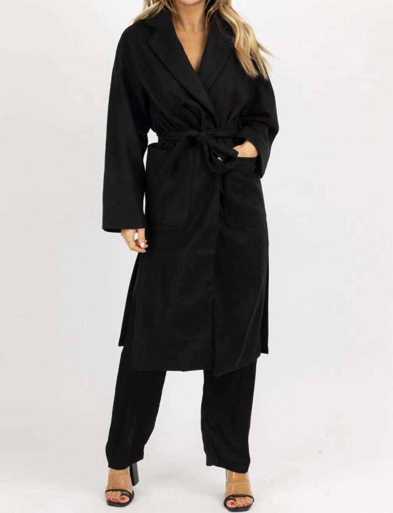 Oversize Belted Trench Coat In Black