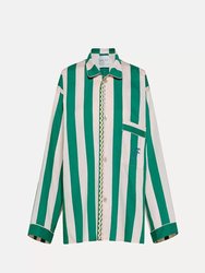 Contemporary Striped Poplin Pijama Jacket - Emerald