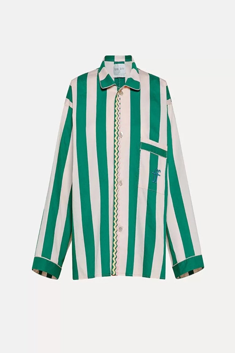 Contemporary Striped Poplin Pijama Jacket - Emerald