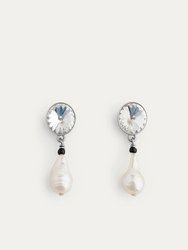 Crystals And Baroque Pearl Pendant Earrings - Crystal