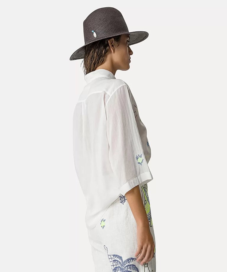 Eden Embroidery Voile Half Sleeve Shirt